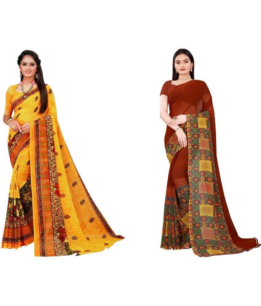     			Vkaran Cotton Silk Printed Saree With Unstitched Blouse Piece ( Multicolor )