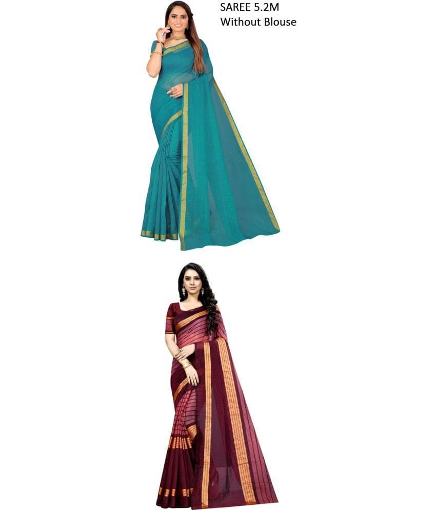     			Vkaran Cotton Silk Printed Saree With Unstitched Blouse Piece ( Multicolor )