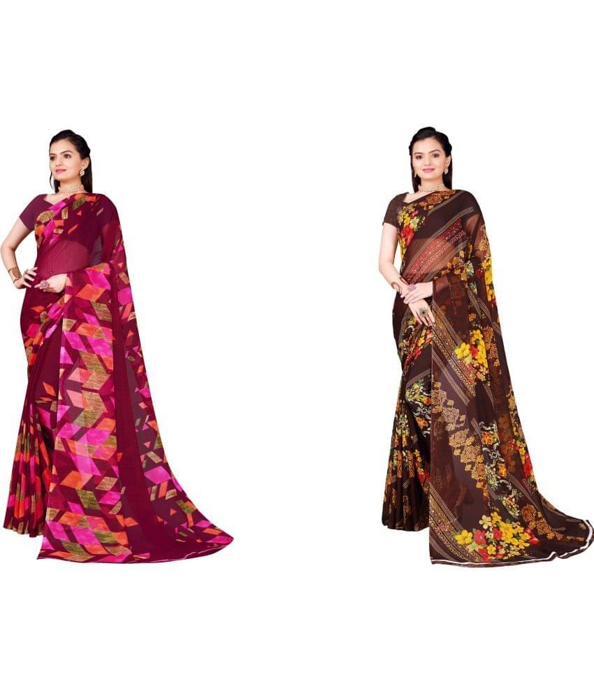     			Vkaran Cotton Silk Printed Saree With Unstitched Blouse Piece ( Multicolor )