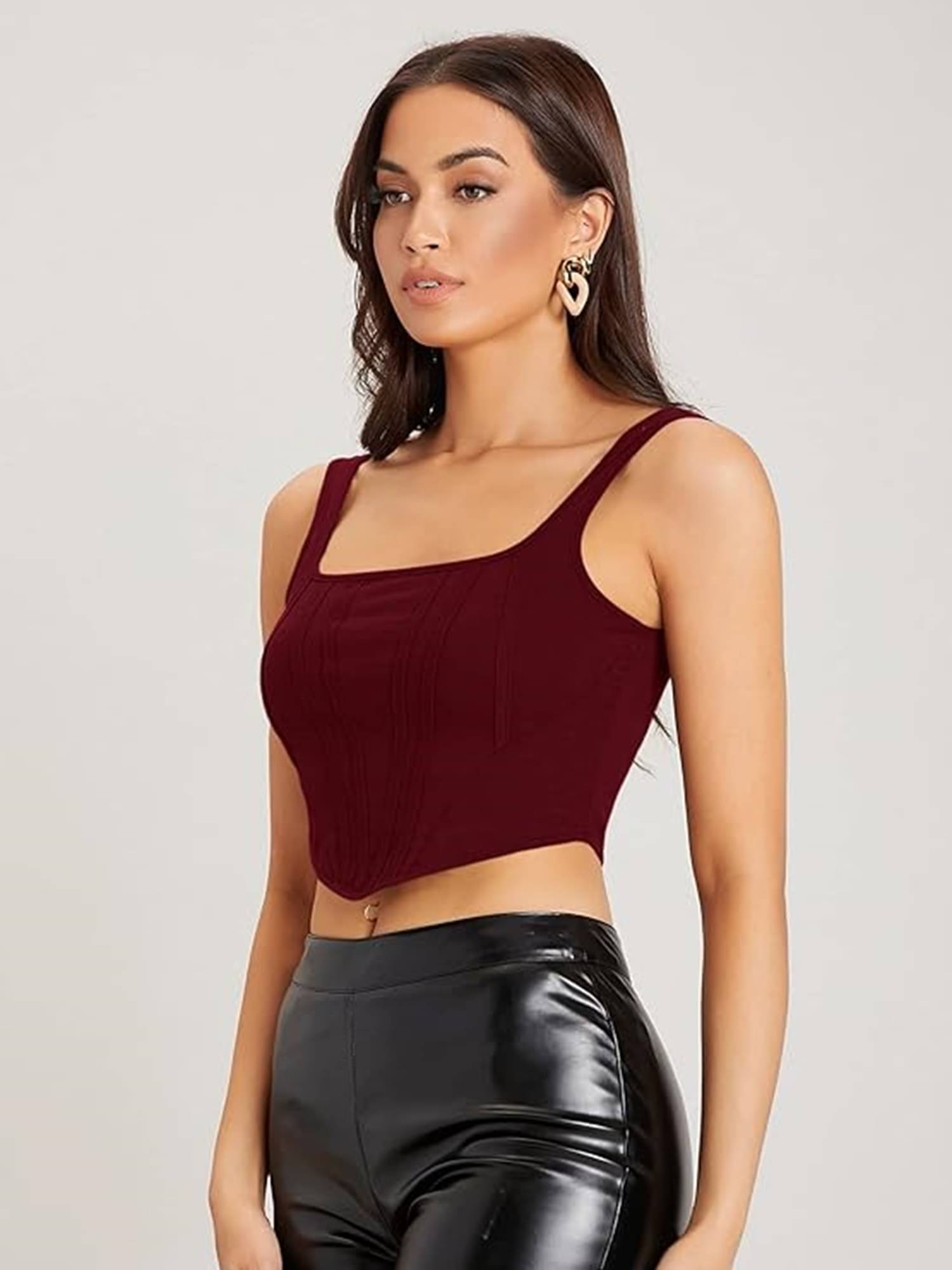 Westchic Women's Crepe Crop Top ( Maroon ) Westchic Women's Crepe Crop Top ( Maroon )
