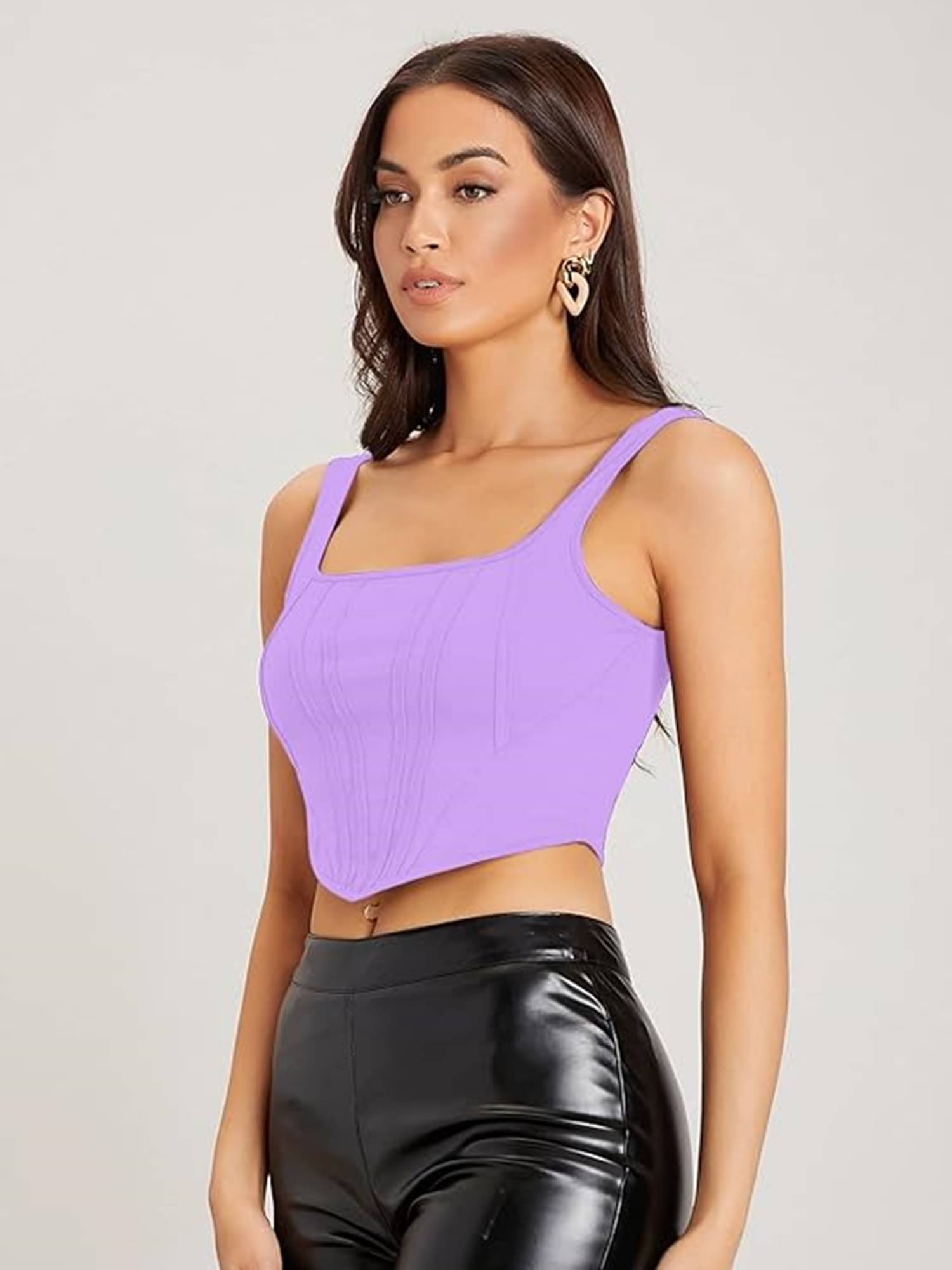     			Westchic Women's Crepe Crop Top ( Purple )