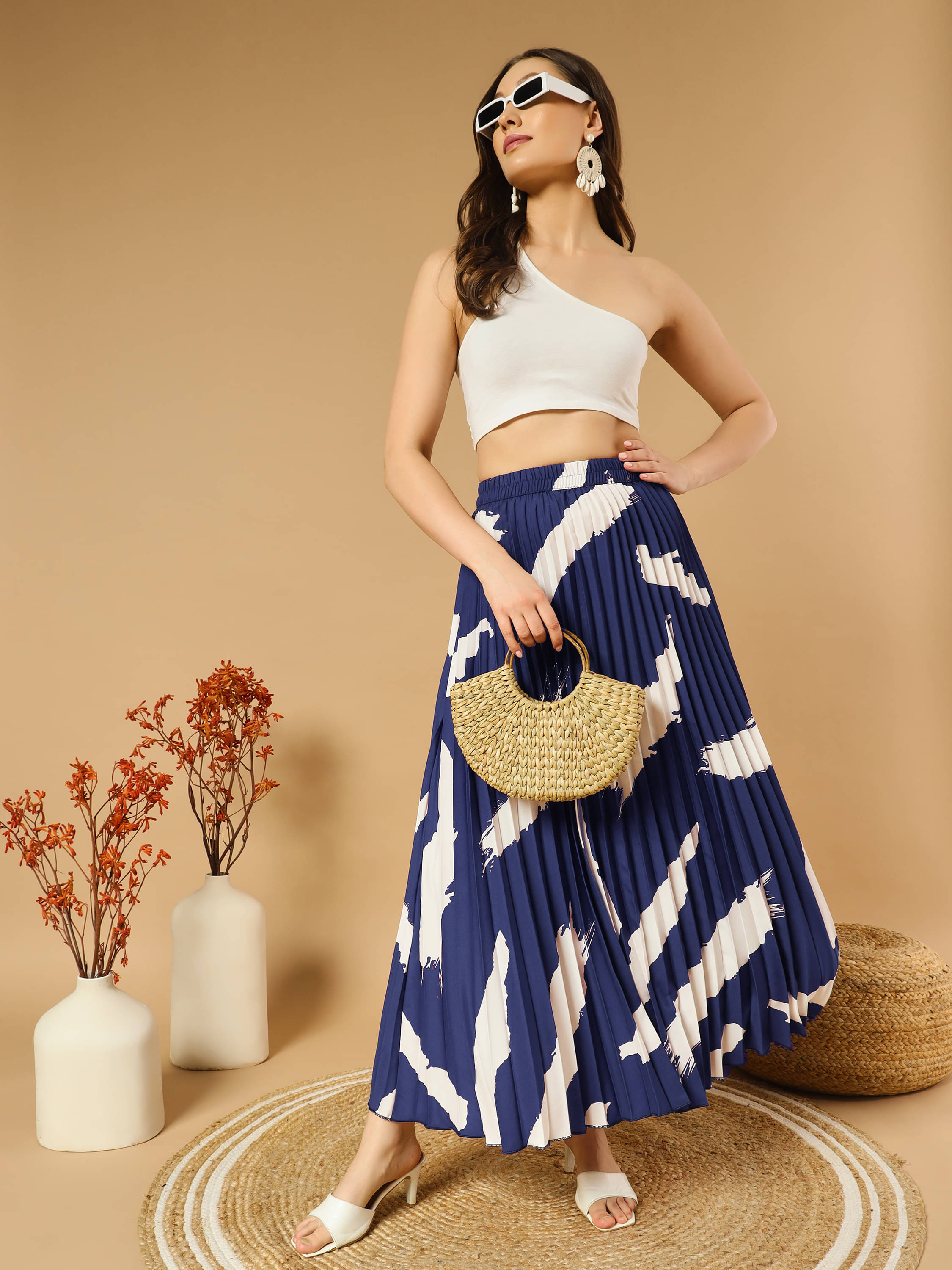     			ZWERLON Blue Crepe Women's A-Line Skirt ( Pack of 1 )