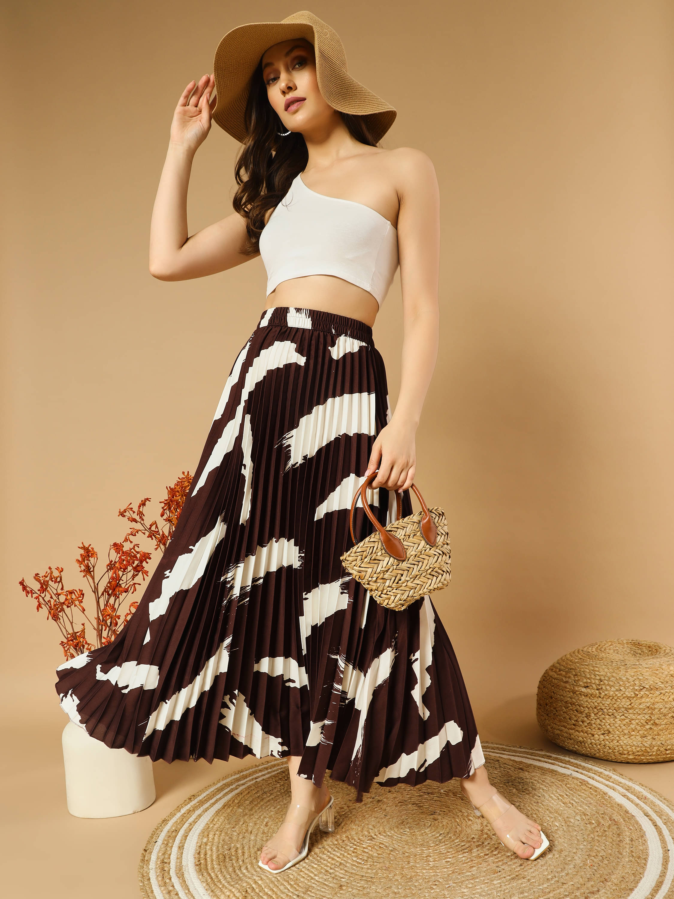     			ZWERLON Brown Crepe Women's A-Line Skirt ( Pack of 1 )