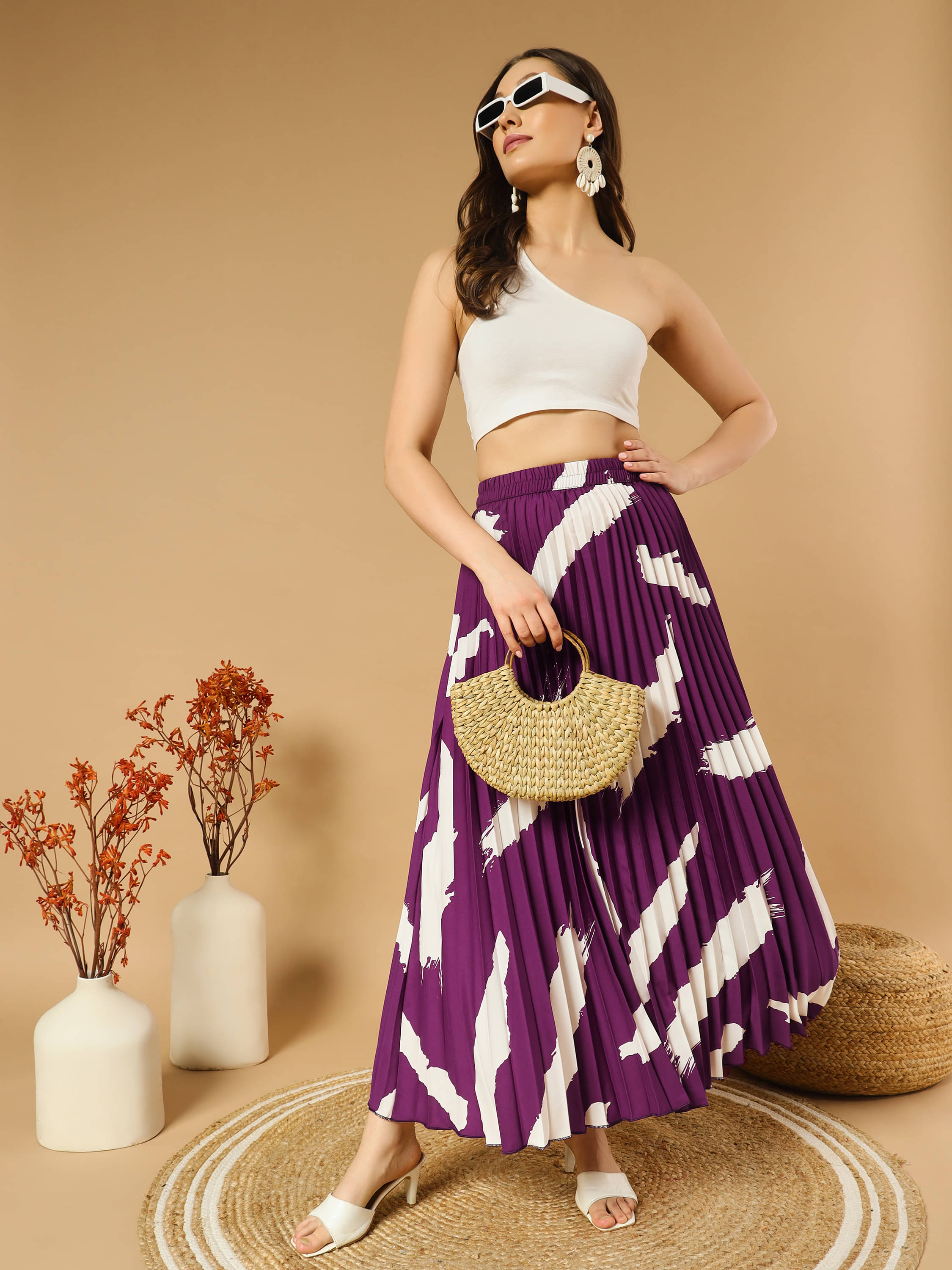 ZWERLON Purple Crepe Women's A-Line Skirt ( Pack of 1 ) ZWERLON Purple Crepe Women's A-Line Skirt ( Pack of 1 )
