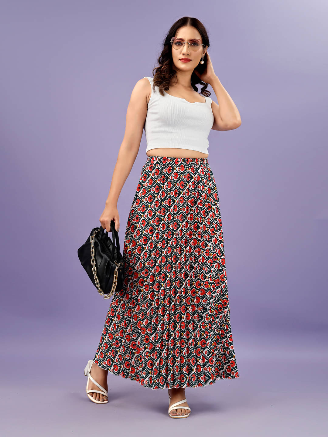     			ZWERLON Red Crepe Women's A-Line Skirt ( Pack of 1 )