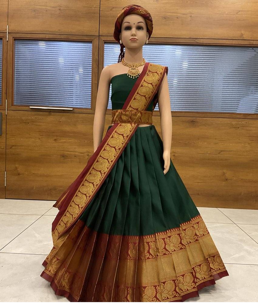     			kedar fab Jacquard Lehenga Choli Set For Girls ( Pack of 1 , Green )
