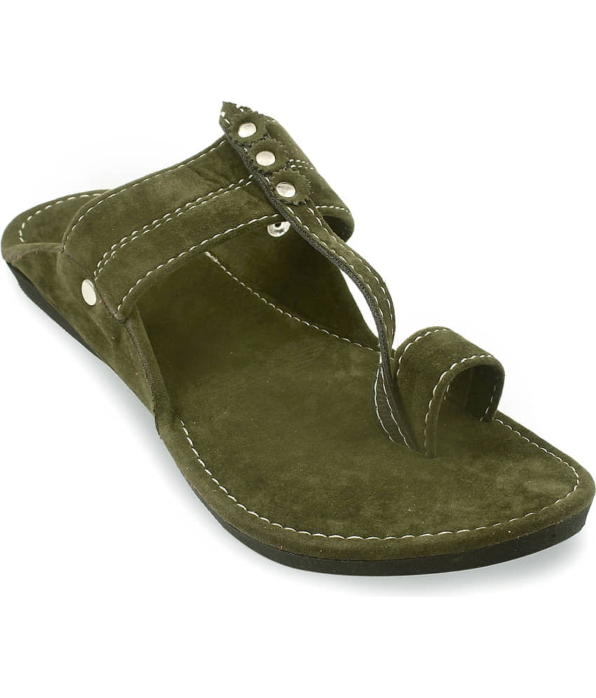 Anjaneya Creations Green Men's Kolhapuris - Ethnic Shoes | Buy online on ZillyBuy