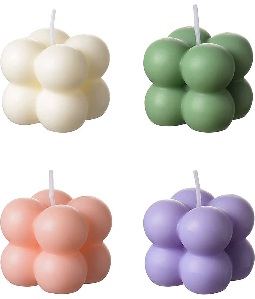 Be Calm - Made by Sapi's Multicolour Floral Votive Candle 4 cm ( Pack of 4 )