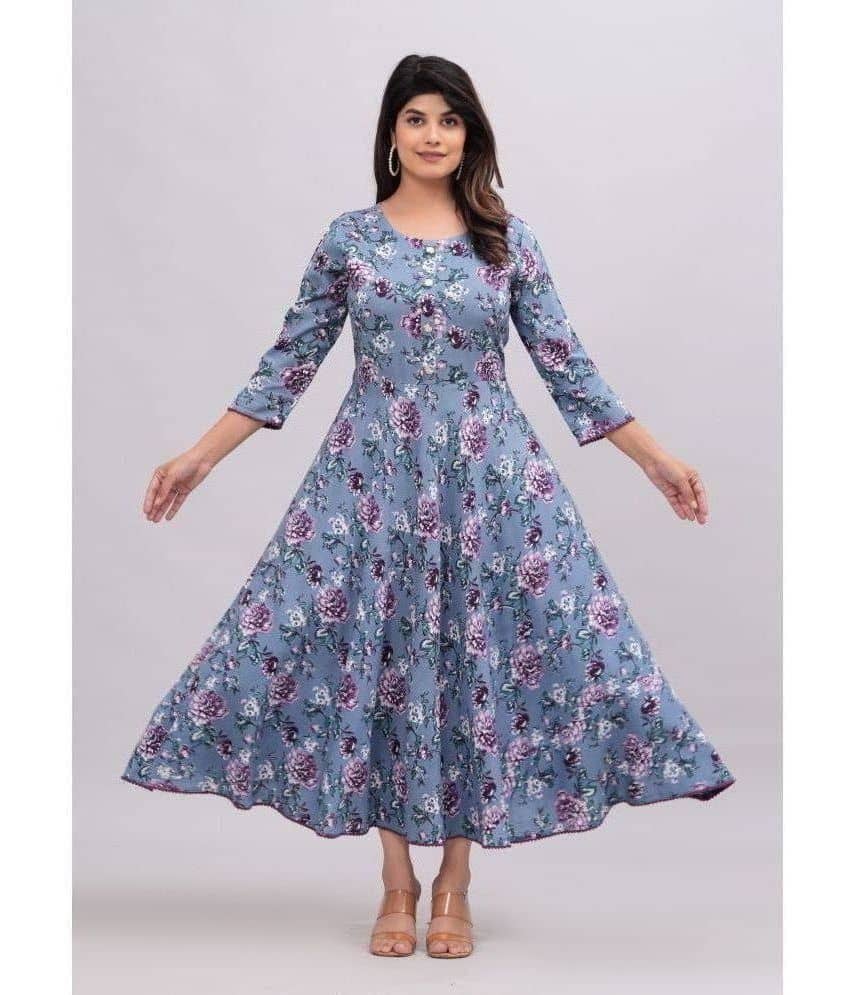 CTMTEX Rayon Printed Anarkali Women's Kurti - Blue ( Pack of 1 ) - Kurtis, Tunics | Buy online on ZillyBuy