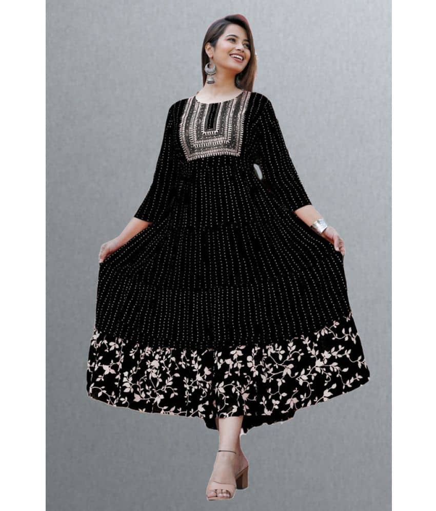 CTMTEX Rayon Printed Flared Women's Kurti - Orange ( Pack of 1 ) - Kurtis, Tunics | Buy online on ZillyBuy