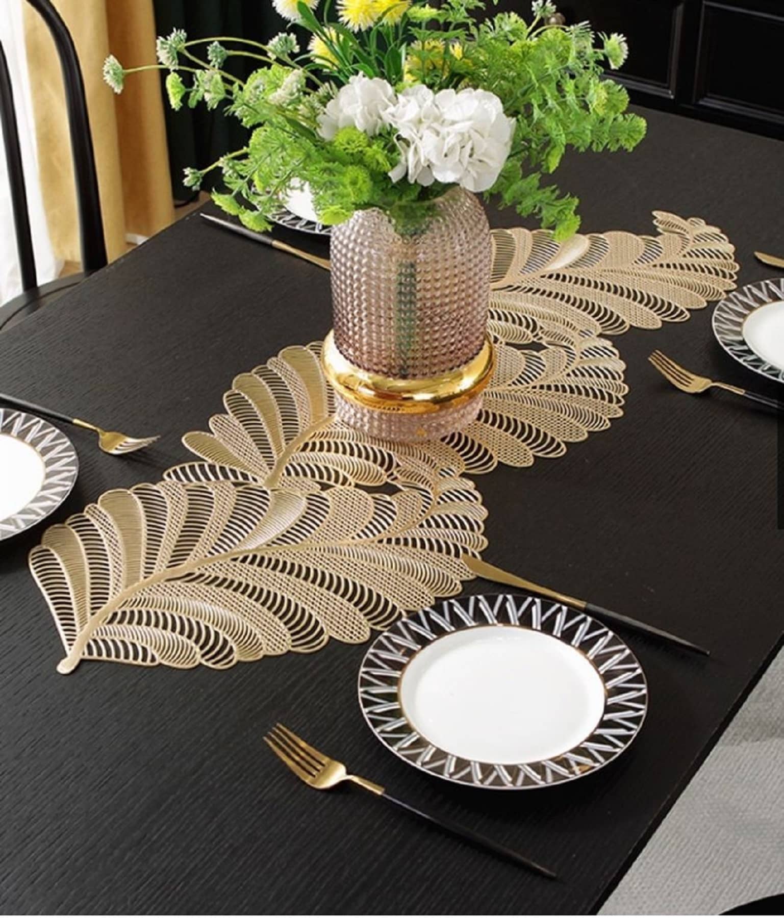 Crosmo PVC 4 Seater Table Runner ( 92 cm x 33 cm ) Single - Gold