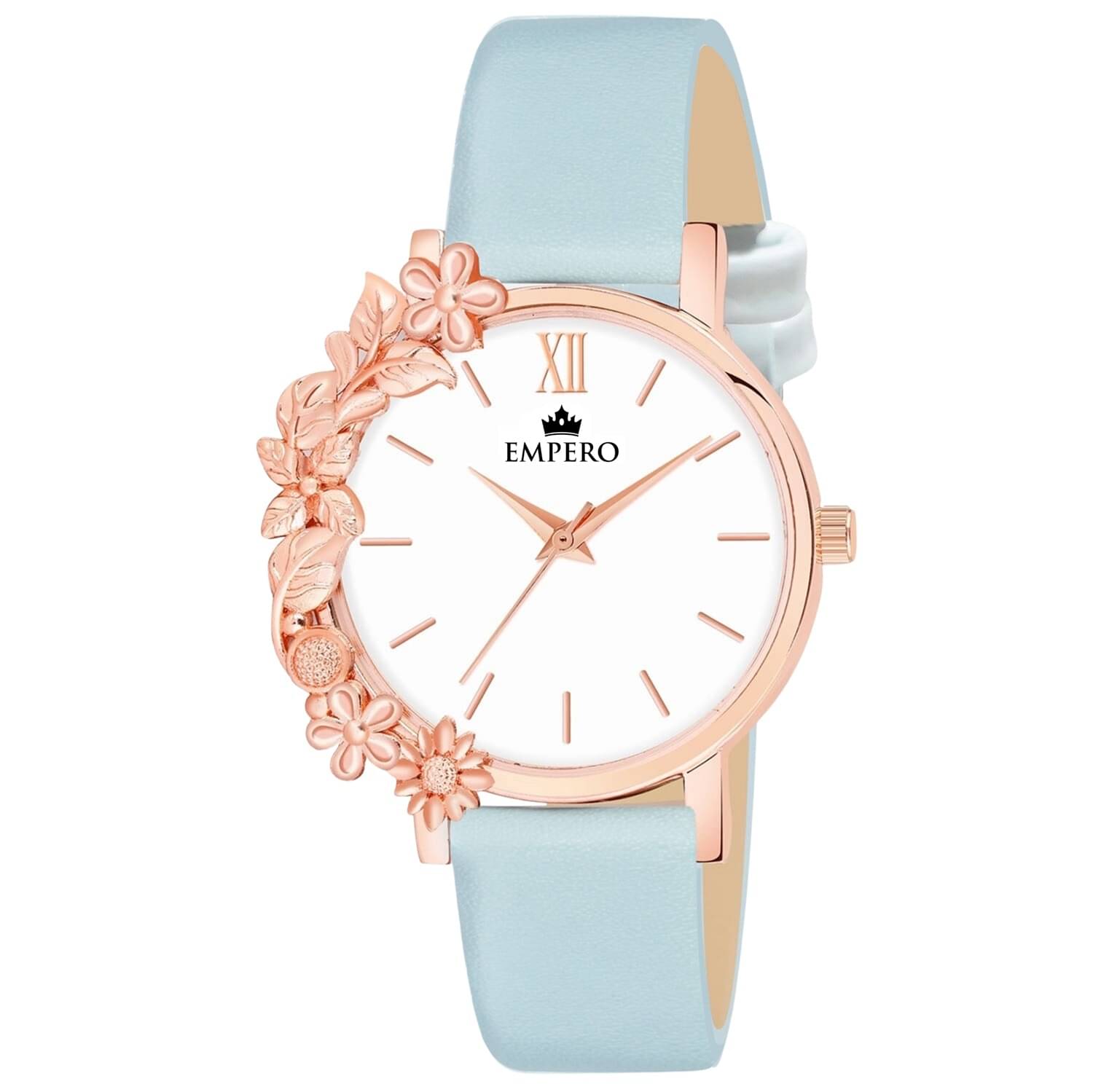     			EMPERO Light Blue Leather Analog Womens Watch