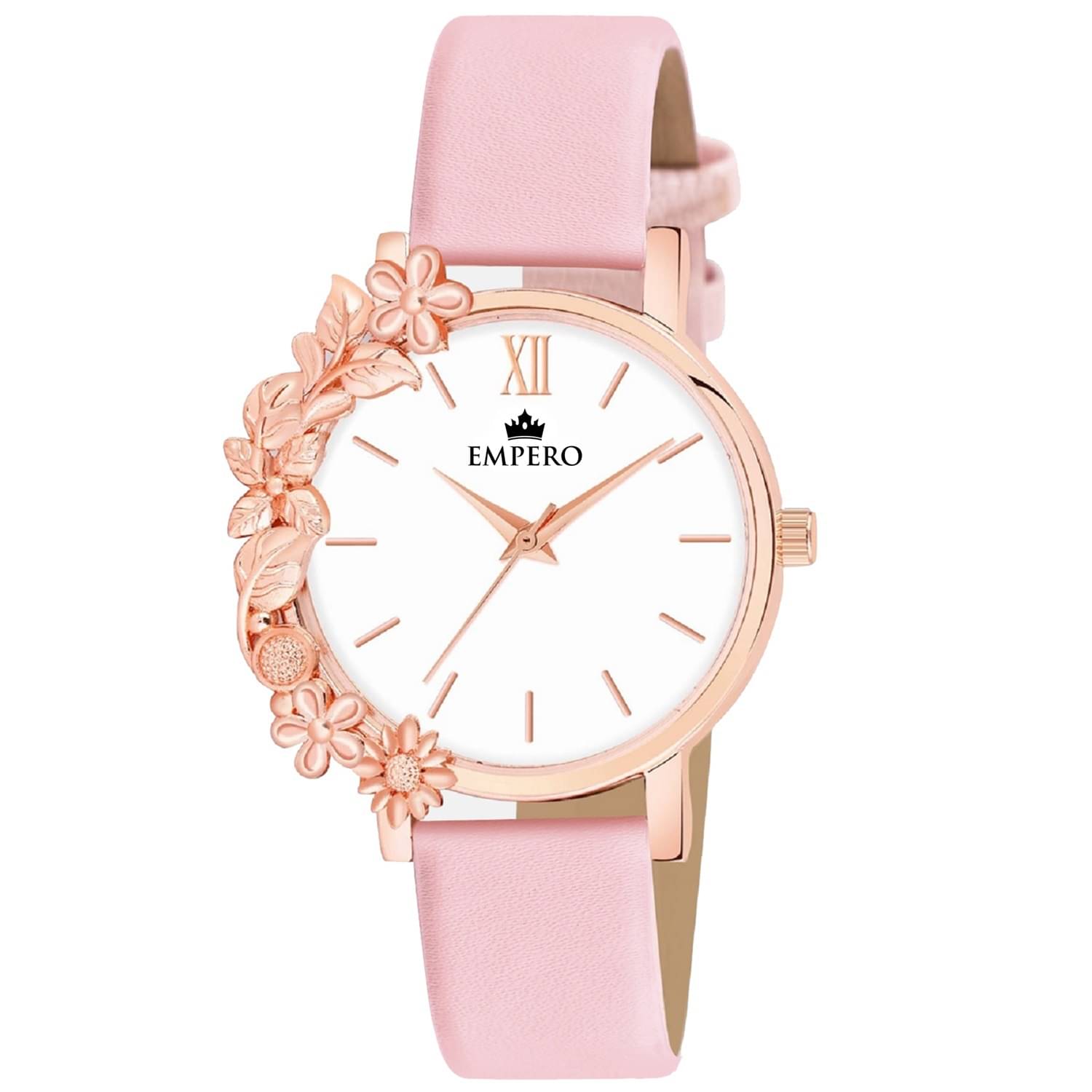     			EMPERO Pink Leather Analog Womens Watch