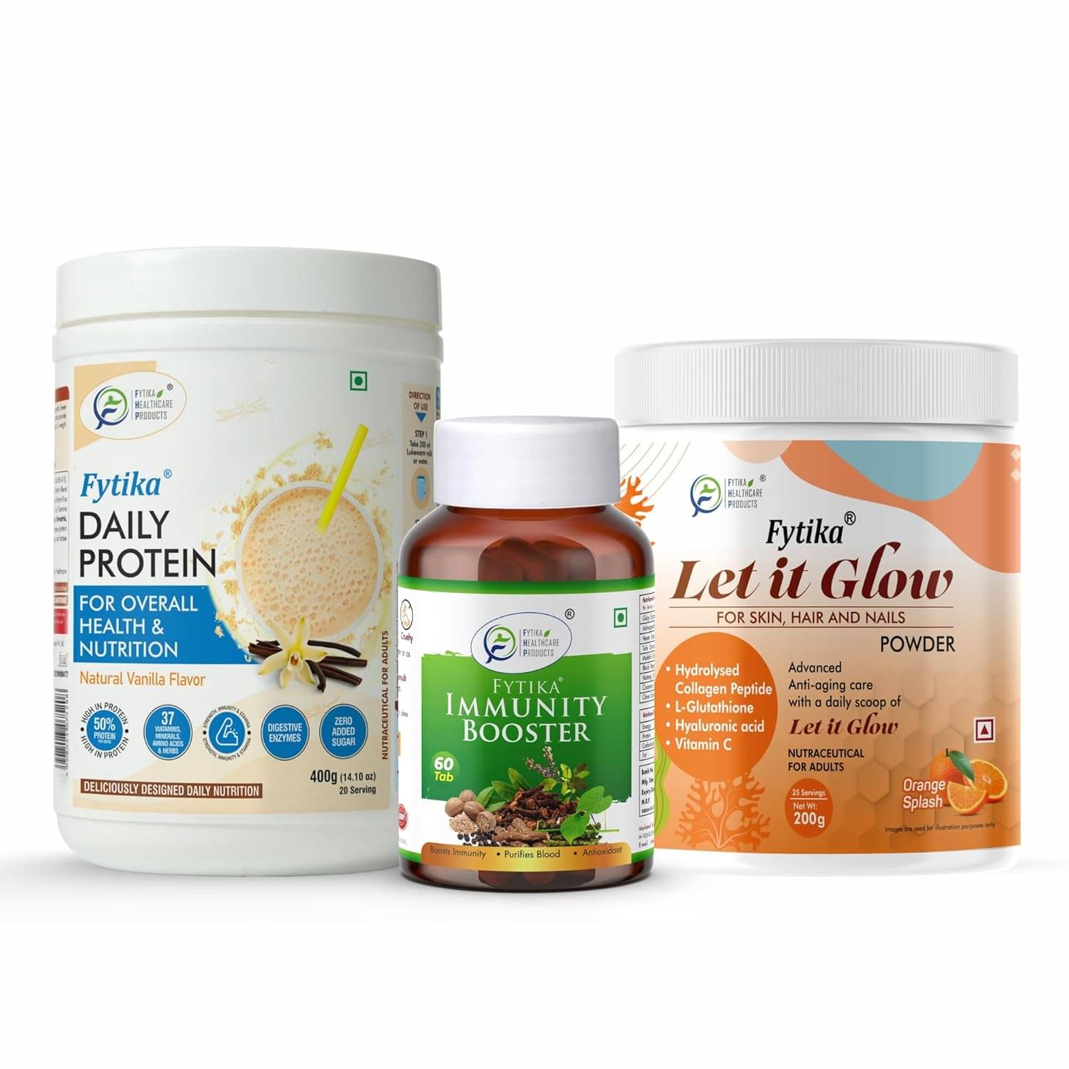 FYTIKA Protein& Let it Glow( Orange) 3 gm Pack of 3 FYTIKA Protein& Let it Glow( Orange) 3 gm Pack of 3