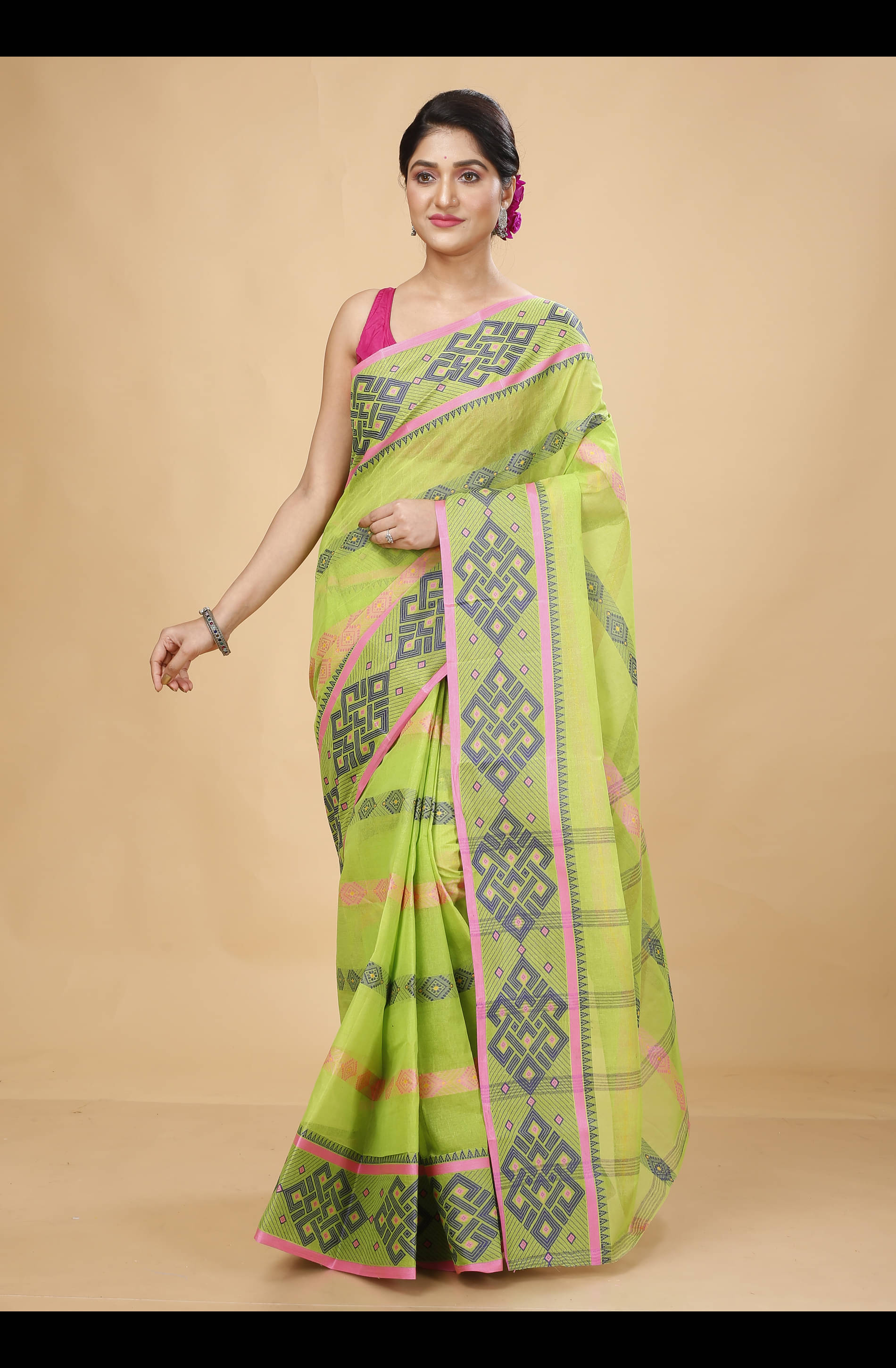     			Happy Creation Cotton Woven Saree Without Blouse Piece ( Green )
