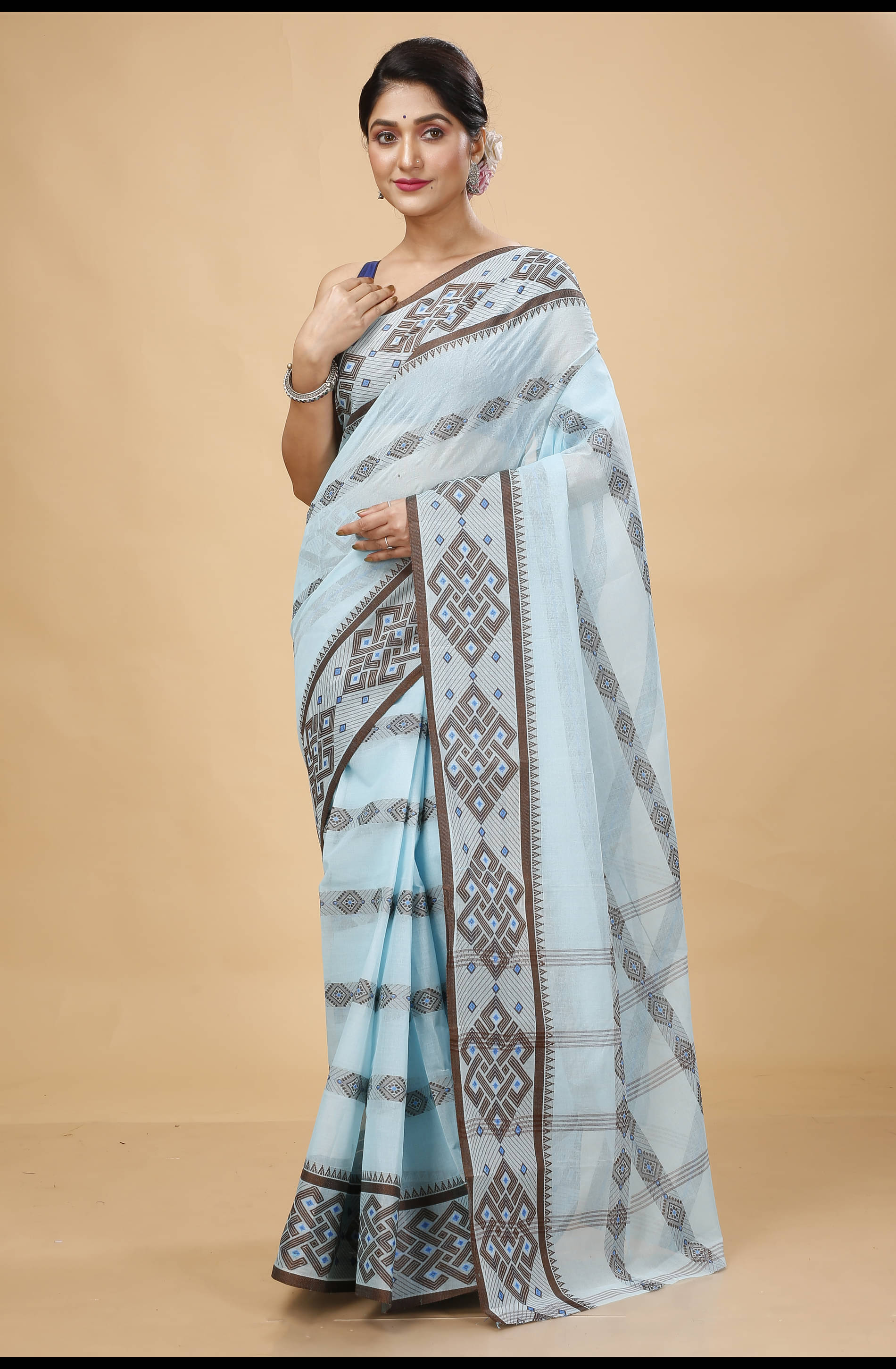     			Happy Creation Cotton Woven Saree Without Blouse Piece ( Turquoise )
