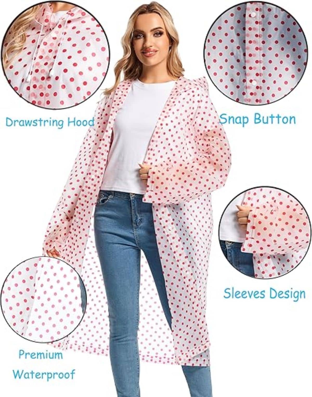 Infispace Polyester Long Raincoat - Red
