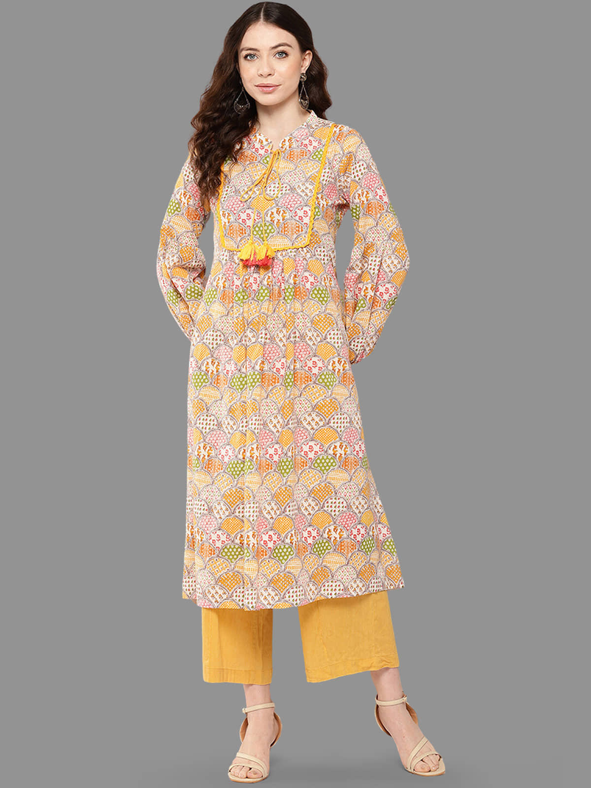 Janasya Cotton Printed A-line Women's Kurti - Multicoloured ( Pack of 1 ) - Kurtis, Tunics | Buy online on ZillyBuy
