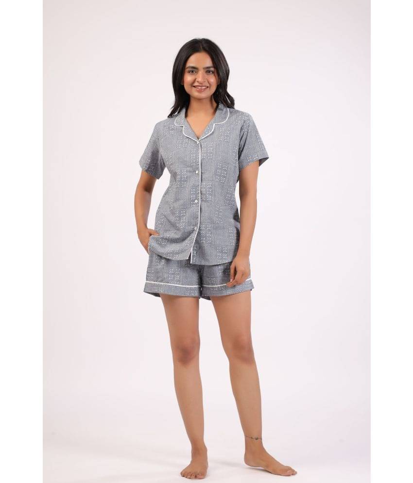 June 9 Clothing Grey Cotton Women's Nightwear Nightsuit Sets ( Pack of 1 ) June 9 Clothing Grey Cotton Women's Nightwear Nightsuit Sets ( Pack of 1 )