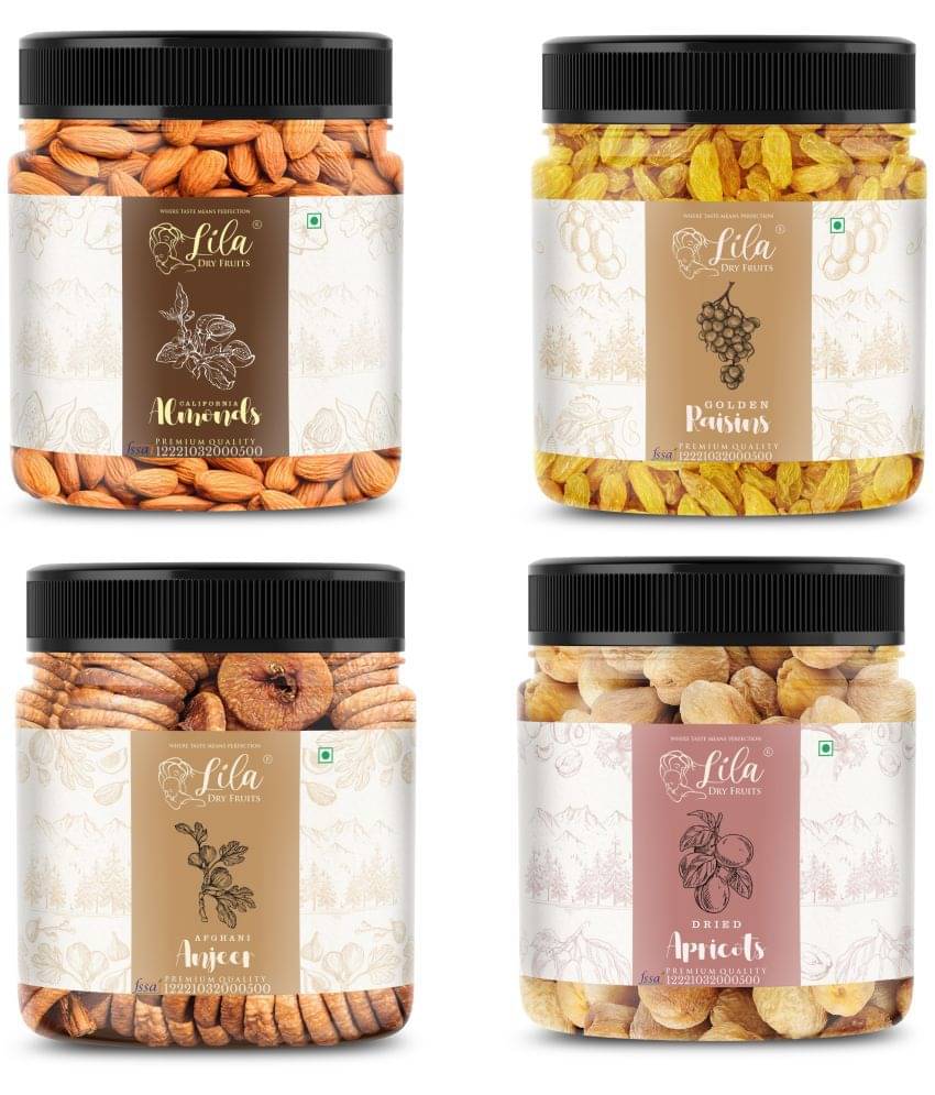 Lila Dry Fruits Figs(250gm), Almond (250gm), Green Raisin (250gm) & Apricots(250 gm) Lila Dry Fruits Figs(250gm), Almond (250gm), Green Raisin (250gm) & Apricots(250 gm)