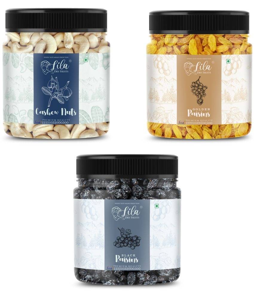 Lila Dry Fruits Cashew (250gm),Green Raisin(250 gm) & Black Raisin(250 gm) Combo | Kaju Kishmish     			Lila Dry Fruits Cashew (250gm),Green Raisin(250 gm) & Black Raisin(250 gm) Combo | Kaju Kishmish
