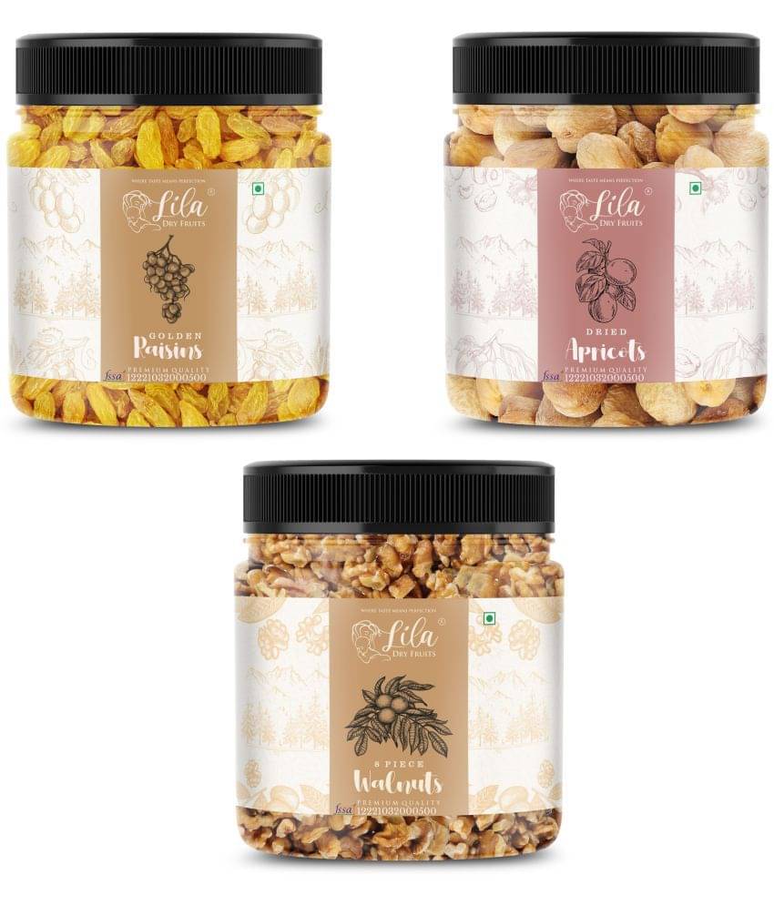 Lila Dry Fruits Walnut (250gm), Green Raisin(250gm) & Apricot(250 gm) Combo | Dry Fruits Combo Lila Dry Fruits Walnut (250gm), Green Raisin(250gm) & Apricot(250 gm) Combo | Dry Fruits Combo