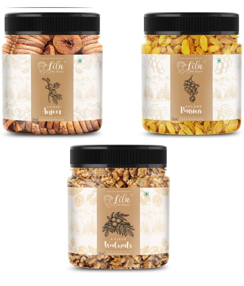 Lila Dry Fruits Figs (250gm),Walnut(250gm) & Green Raisin(250 gm) Combo | Kaju Akhrot Kishmish Lila Dry Fruits Figs (250gm),Walnut(250gm) & Green Raisin(250 gm) Combo | Kaju Akhrot Kishmish