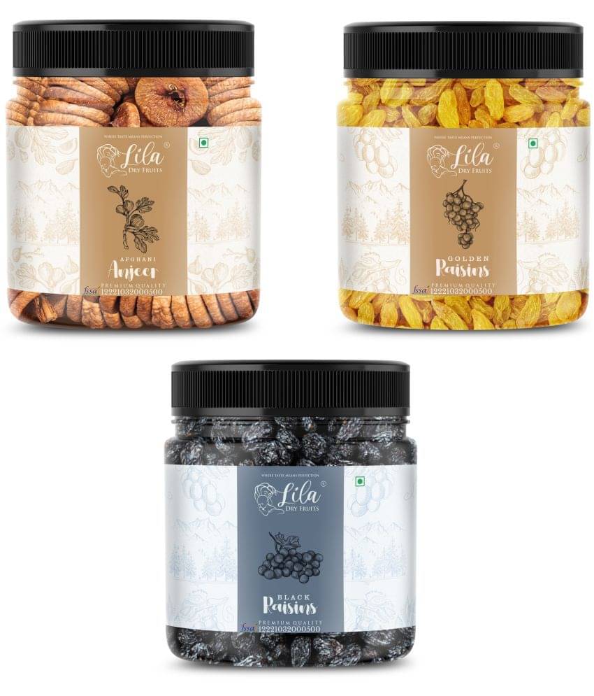     			Lila Dry Fruits Figs (100gm),Green Raisin(100 gm) & Black Raisin(100 gm) Combo | Kaju Kishmish