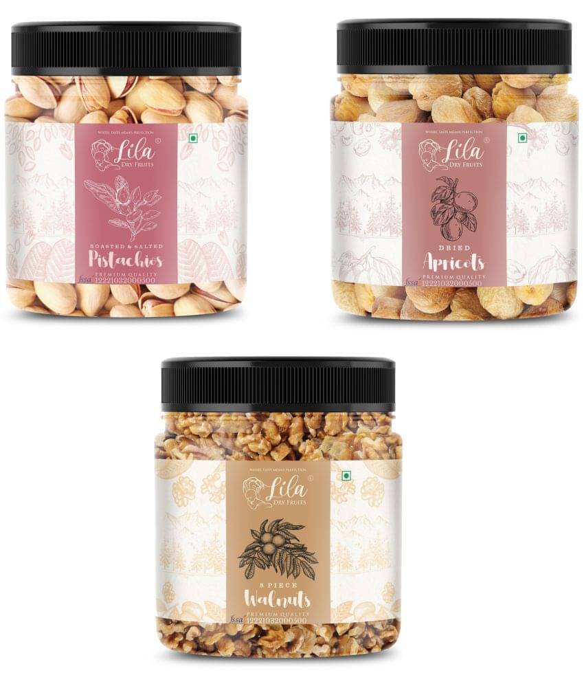 Lila Dry Fruits Pistachios (250gm),Walnuts(250gm) & Apricots(250gm) Combo | Pista Akhrot Khubani Lila Dry Fruits Pistachios (250gm),Walnuts(250gm) & Apricots(250gm) Combo | Pista Akhrot Khubani