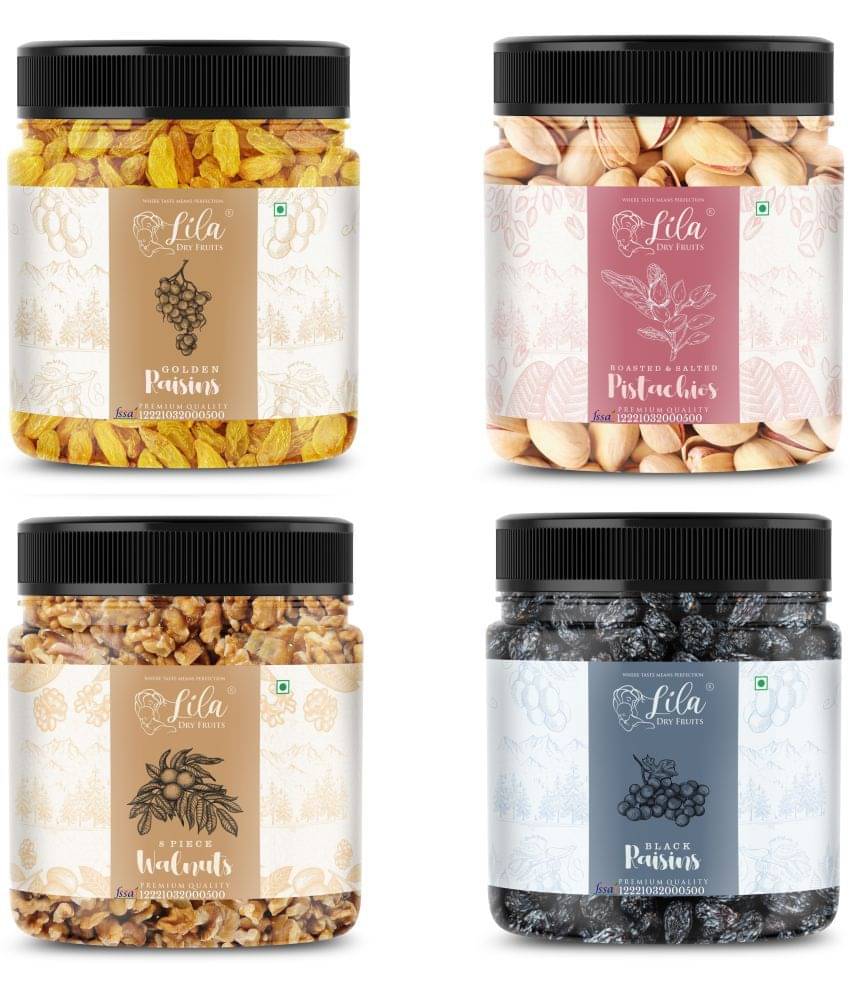 Lila Dry Fruits Pistachios(250gm), Walnut(250gm), Green Raisin(250gm), Black Raisin(250gm) Combo Lila Dry Fruits Pistachios(250gm), Walnut(250gm), Green Raisin(250gm), Black Raisin(250gm) Combo