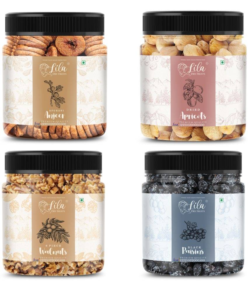 Lila Dry Fruits Figs(100gm), Walnut (100gm), Black Raisin (100gm) & Apricots(100 gm) Combo Lila Dry Fruits Figs(100gm), Walnut (100gm), Black Raisin (100gm) & Apricots(100 gm) Combo