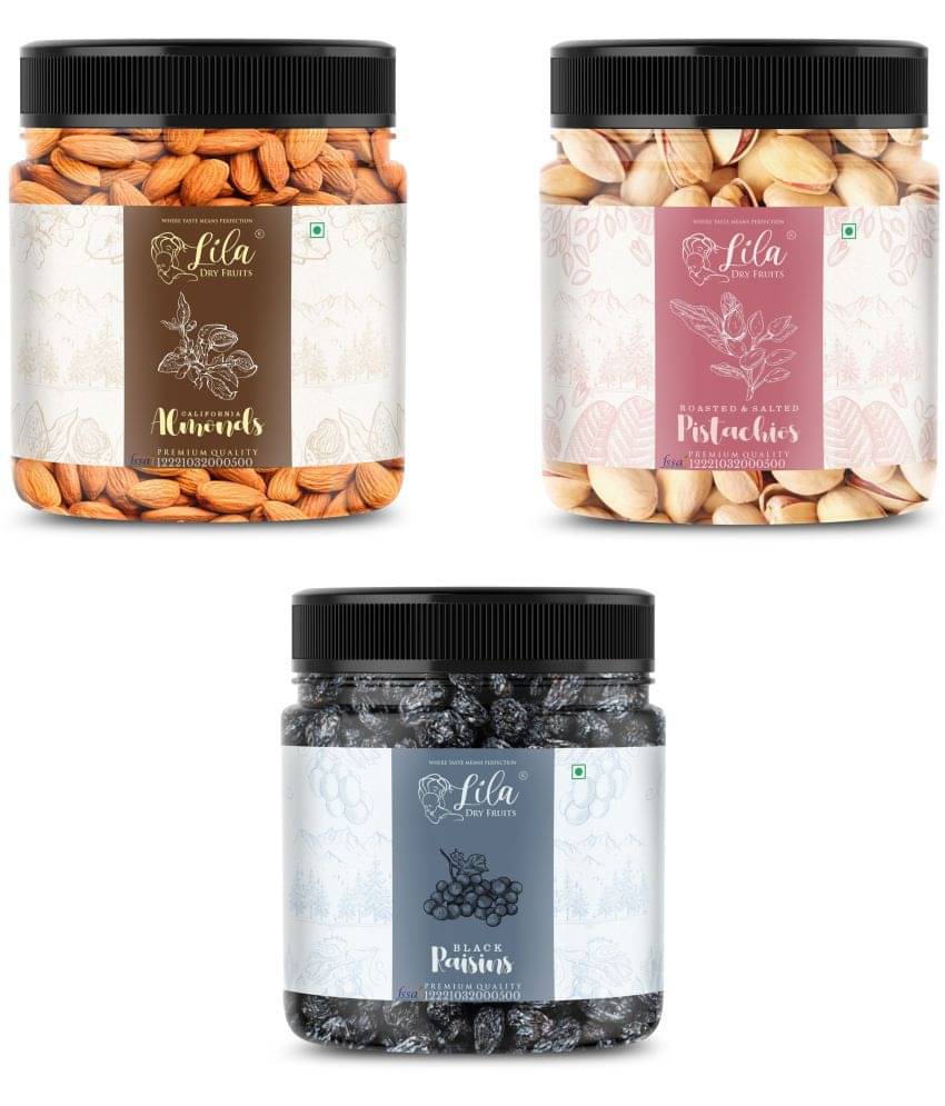     			Lila Dry Fruits Almond(250gm),Pistachios(250 gm) Black Raisin(250gm) Combo |Badam Pista Kishmish