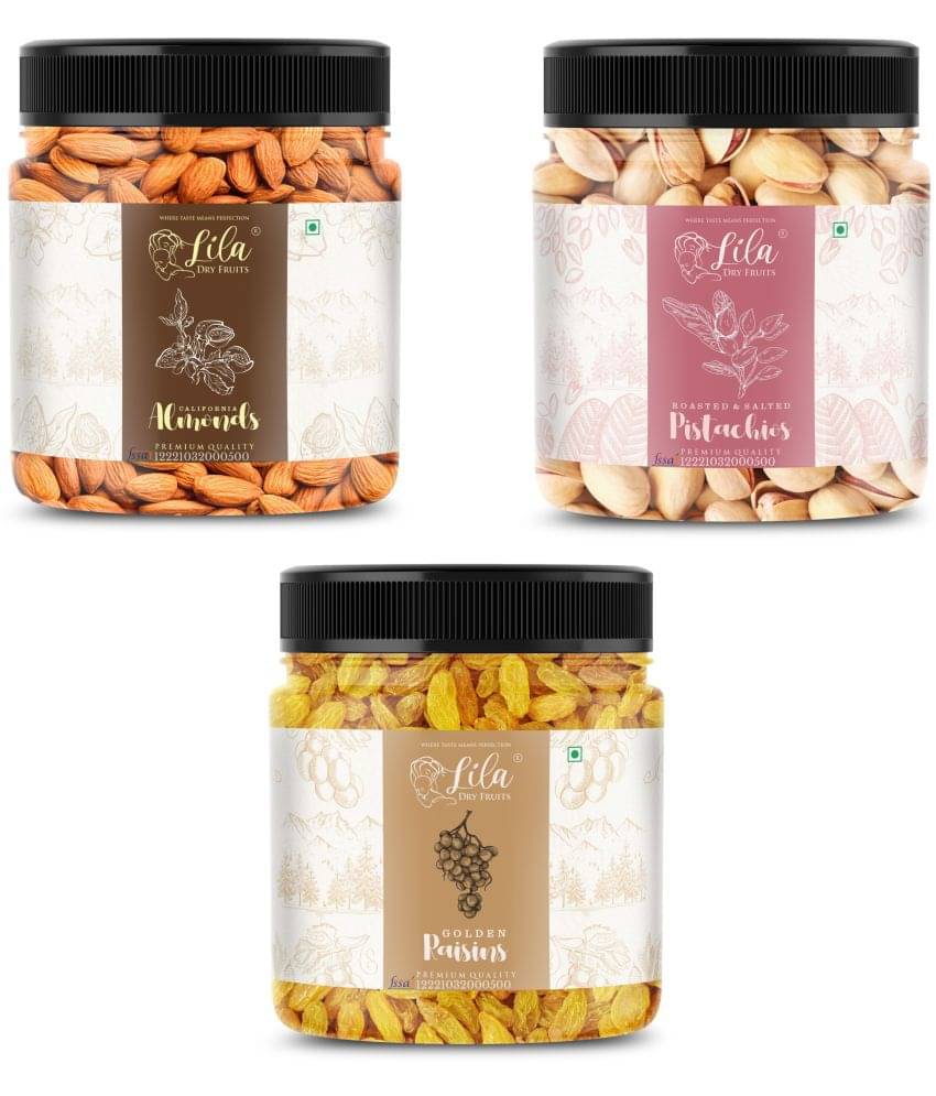 Lila Dry Fruits Almond(250gm),Pistachios(250 gm) Green Raisin(250gm) Combo |Badam Pista Kishmish Lila Dry Fruits Almond(250gm),Pistachios(250 gm) Green Raisin(250gm) Combo |Badam Pista Kishmish