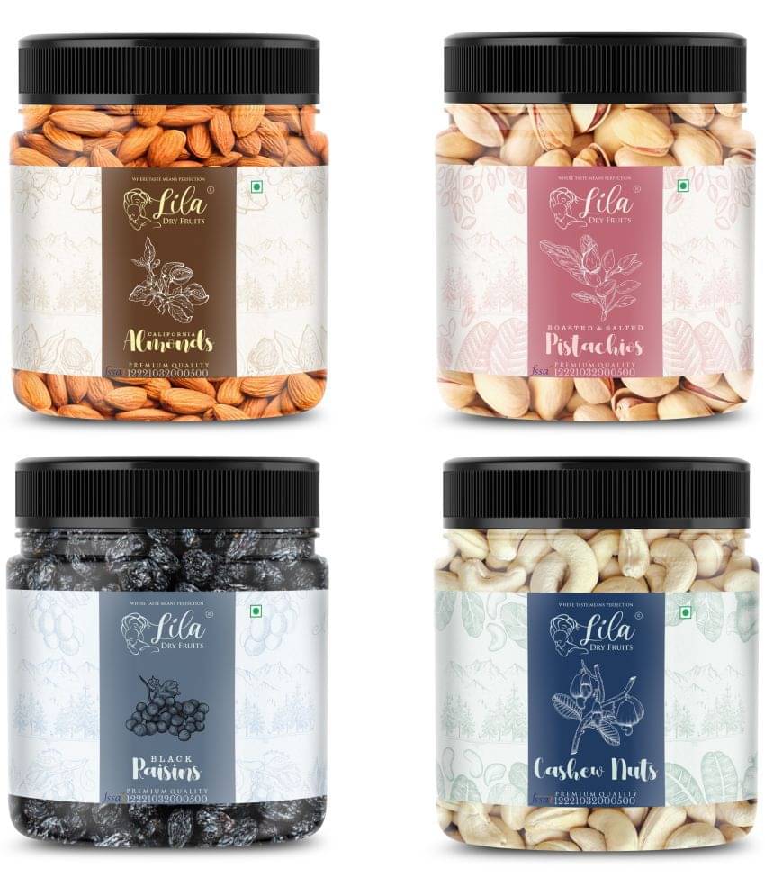 Lila Dry Fruits Cashew(100gm), Almond (100gm), Pistachios (100gm) & Black Raisin(100 gm) Lila Dry Fruits Cashew(100gm), Almond (100gm), Pistachios (100gm) & Black Raisin(100 gm)