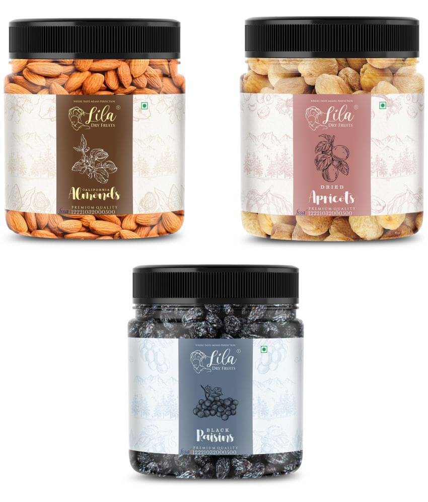     			Lila Dry Fruits Almond (250gm), Black Raisin(250gm) & Apricot(250 gm) Combo | Dry Fruits Combo