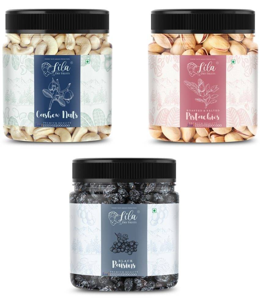 Lila Dry Fruits Cashew (100gm), Pista(100gm) & Black Raisin(100 gm) Combo | Kaju Pista Kishmish Lila Dry Fruits Cashew (100gm), Pista(100gm) & Black Raisin(100 gm) Combo | Kaju Pista Kishmish