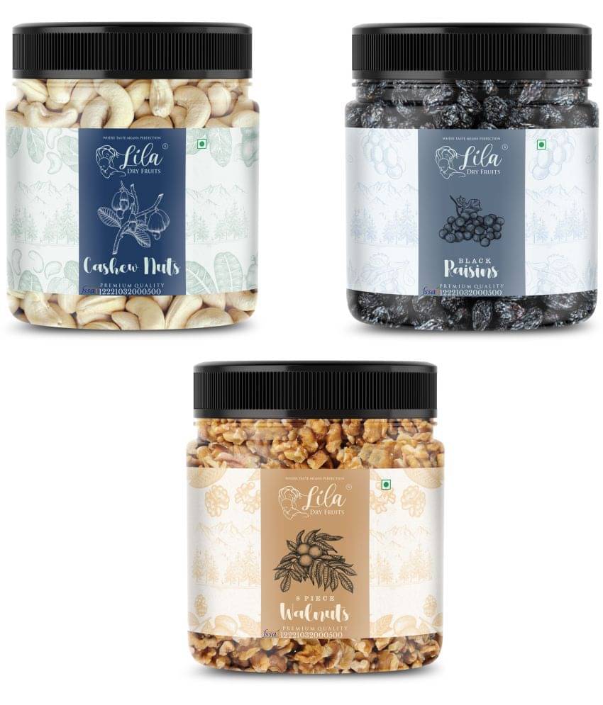 Lila Dry Fruits Cashew (250gm),Walnut(250gm) & Black Raisin(250 gm) Combo | Kaju Akhrot Kishmish Lila Dry Fruits Cashew (250gm),Walnut(250gm) & Black Raisin(250 gm) Combo | Kaju Akhrot Kishmish