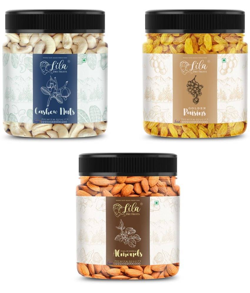 Lila Dry Fruits Cashew (250gm), Almond(250gm) & Green Raisin(250 gm) Combo | Kaju Badam Kishmish Lila Dry Fruits Cashew (250gm), Almond(250gm) & Green Raisin(250 gm) Combo | Kaju Badam Kishmish