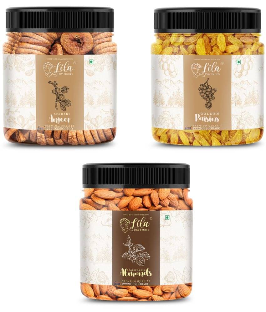     			Lila Dry Fruits Figs (500gm), Almond(500gm) & Green Raisin(500 gm) Combo | Kaju Badam Kishmish