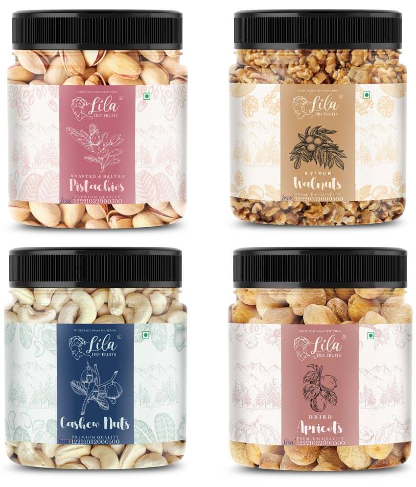 Lila Dry Fruits Cashew(250gm), Pistachios(250gm), Walnut(250gm) & Apricots(250 gm) Lila Dry Fruits Cashew(250gm), Pistachios(250gm), Walnut(250gm) & Apricots(250 gm)