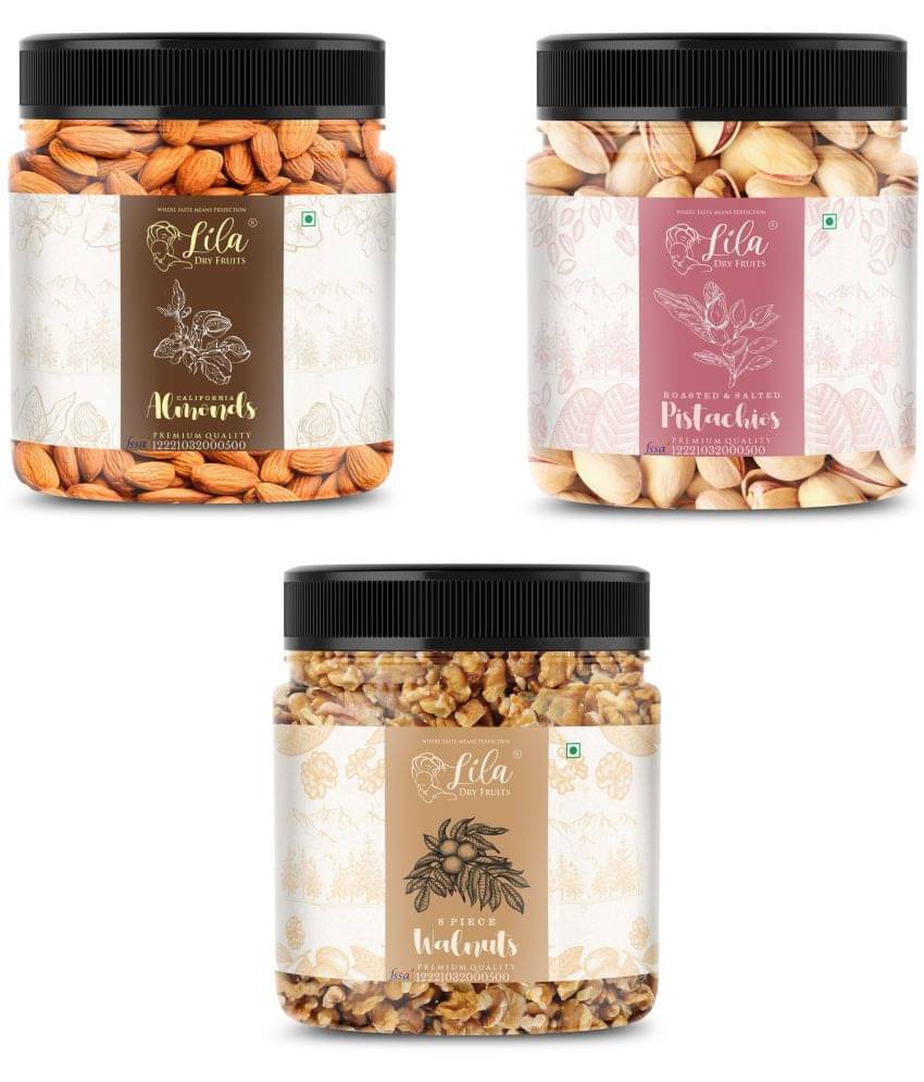 Lila Dry Fruits Almond(500gm),Pistachios(500 gm)& Walnut(500gm) Combo | Badam Pista Akhrot Combo Lila Dry Fruits Almond(500gm),Pistachios(500 gm)& Walnut(500gm) Combo | Badam Pista Akhrot Combo