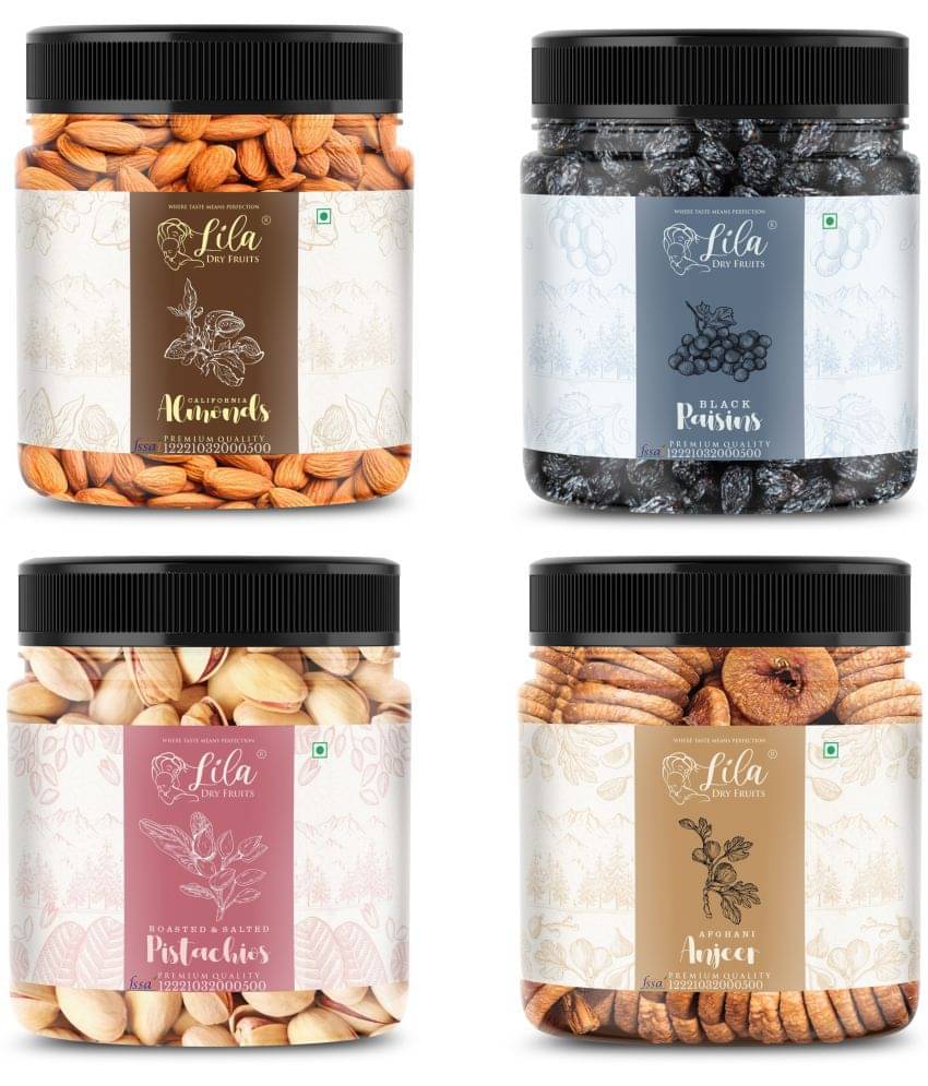 Lila Dry Fruits Figs(250gm), Almond (250gm), Pistachios (250gm) & Black Raisin(250 gm) Lila Dry Fruits Figs(250gm), Almond (250gm), Pistachios (250gm) & Black Raisin(250 gm)