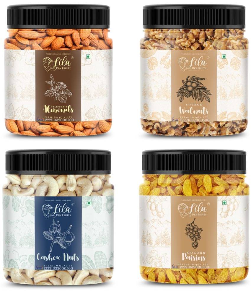     			Lila Dry Fruits Cashew(100gm), Almond (100gm), Walnut (100gm) & Green Raisin(100 gm)
