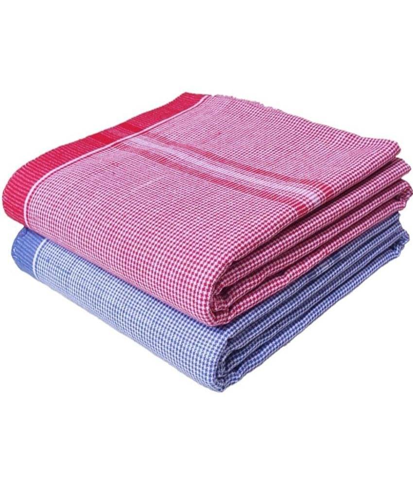     			Mk weaves Cotton Checks 350 -GSM Bath Towel ( Pack of 2 ) - Multicolor