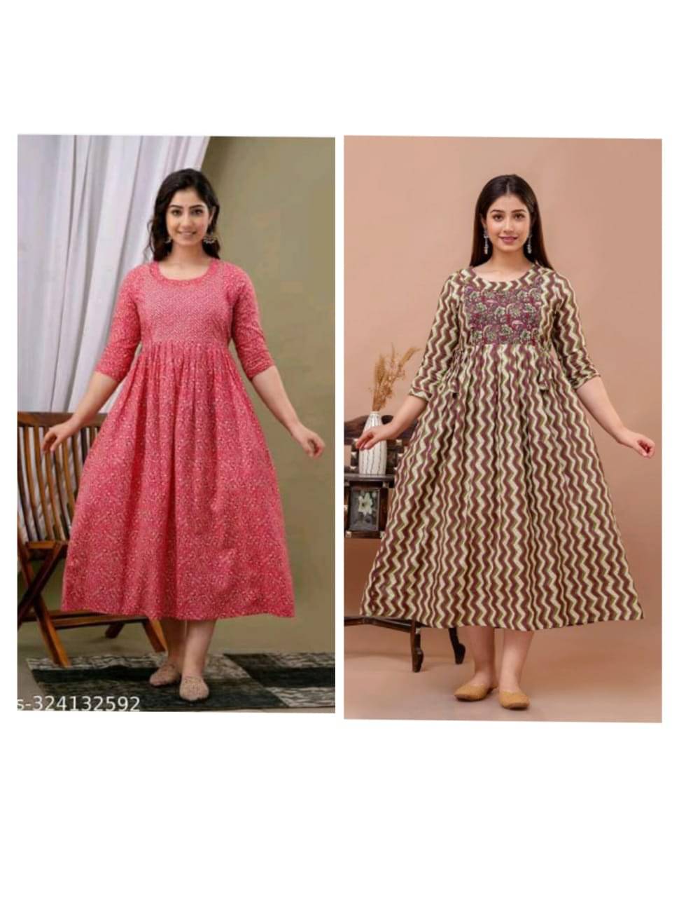     			Nevisha Style Multi Color Cotton Maternity Kurta Pack of 2