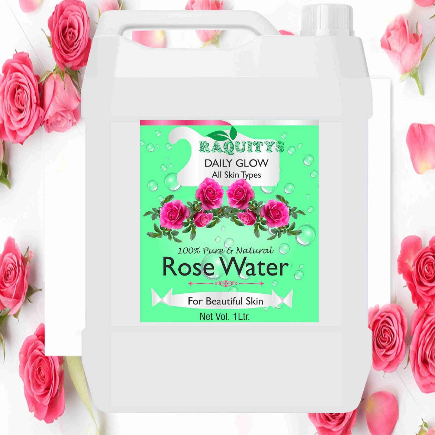     			RAQUITYS Rose water face toner for glowing skin for all skin type 1000ML