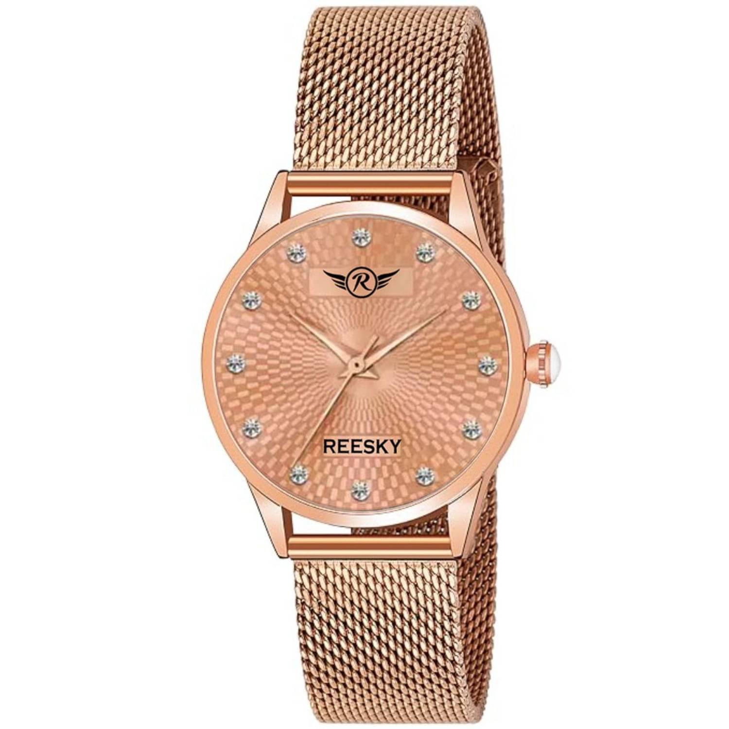     			REESKY Rose Gold Brass Analog Womens Watch