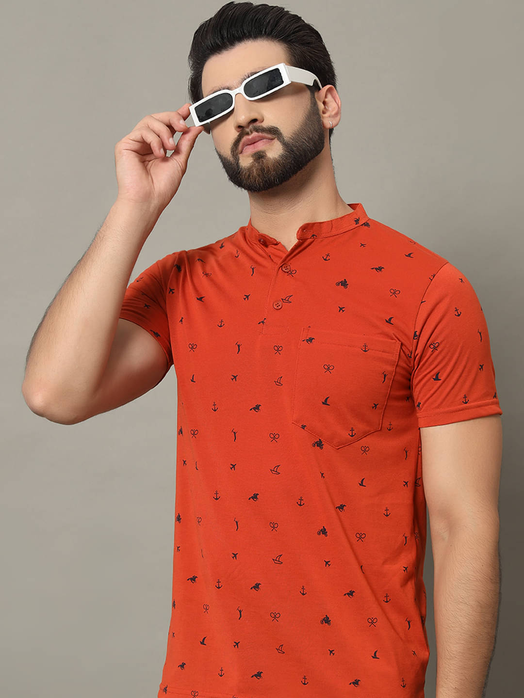     			RELANE Pack of 1 Cotton Blend Regular Fit Men's T-Shirt ( Rust Brown )