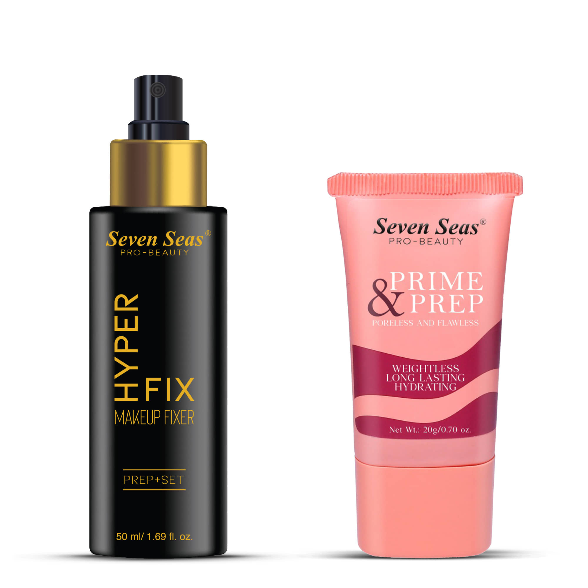 Seven Seas Prime & Prep Makeup Base Primer With Hyper Fix Makeup Fixer Prep + Set