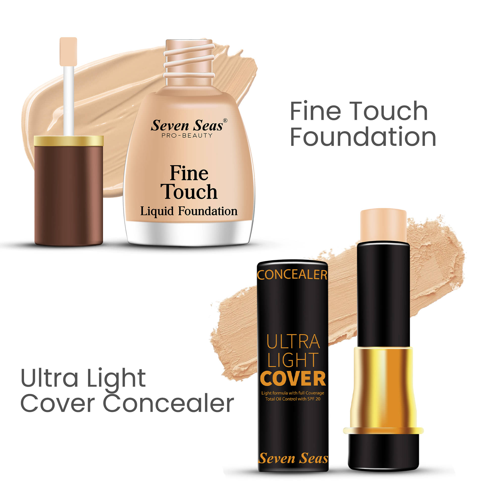 Seven Seas Fine Touch Liquid FOundation WIth Ultra Light Cover Concealer With SPF 20(Natural)